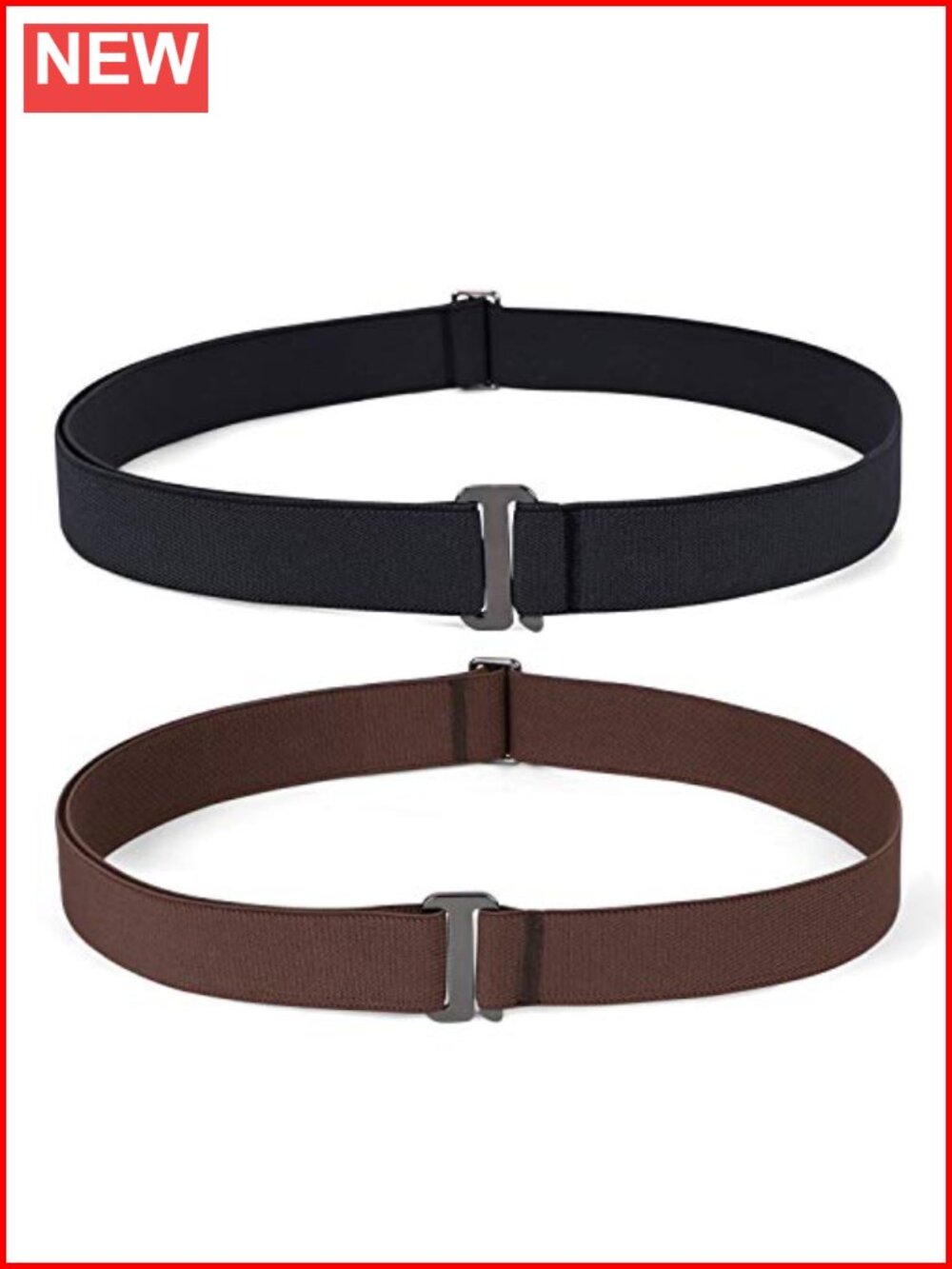 No Show Stretch Belt Elastic Web Strap Flat Buckle for Jeans Pants